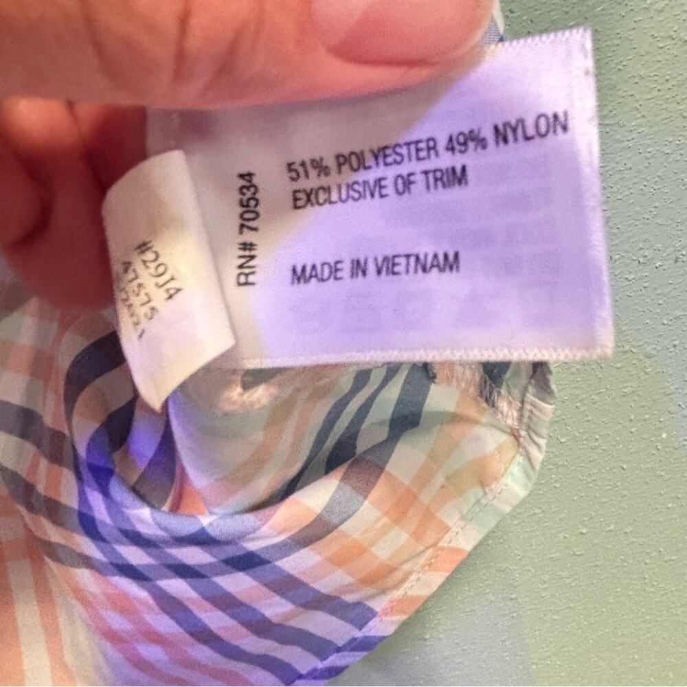 Orvis Women’s Plaid Button-Up Shirt Pink Blue Roll Tab Sleeve Size Medium - Picture 6 of 9